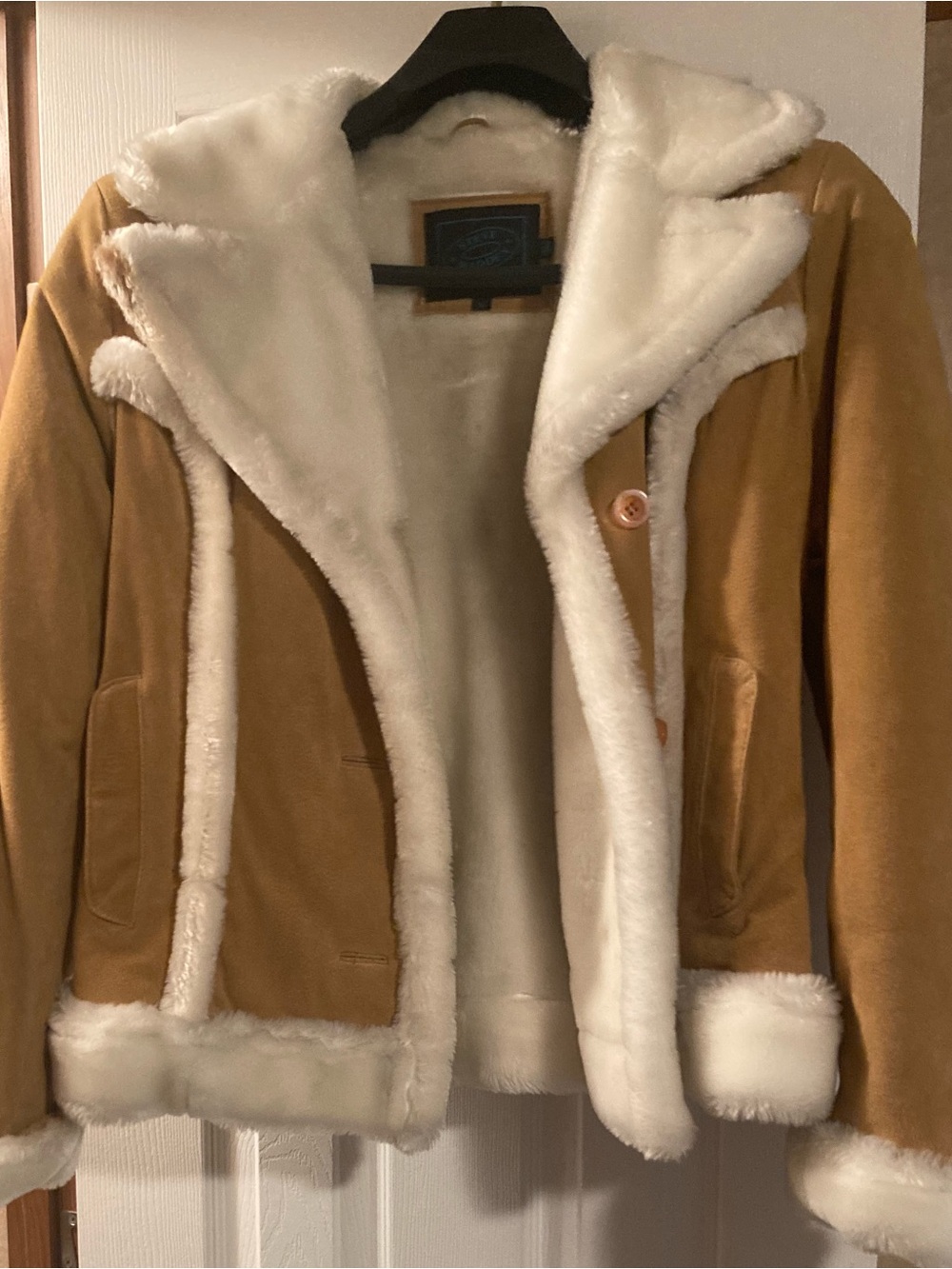 Steve Madden Camel and White Teddy Shearling Jacket